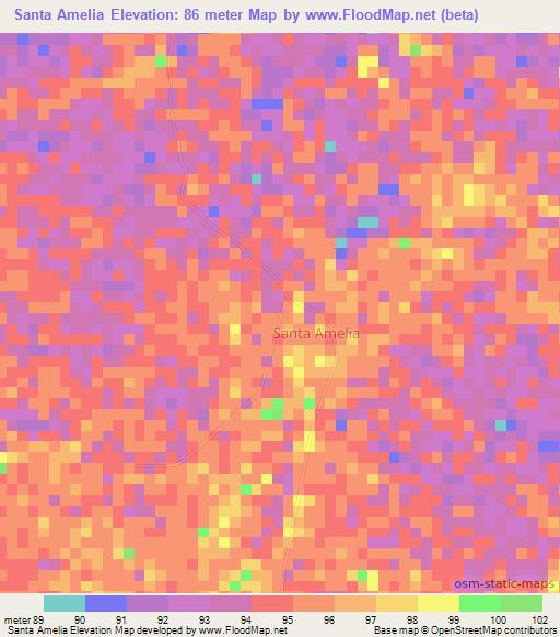 Santa Amelia,Venezuela Elevation Map
