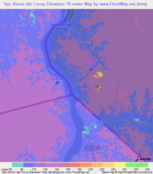 San Simon del Cocuy,Venezuela Elevation Map