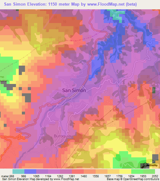 San Simon,Venezuela Elevation Map