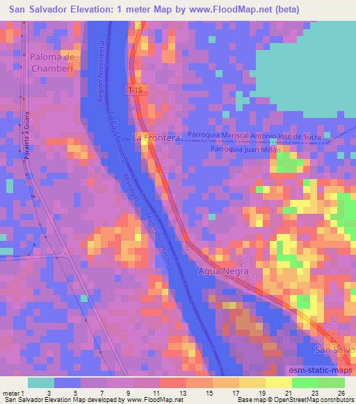 San Salvador,Venezuela Elevation Map