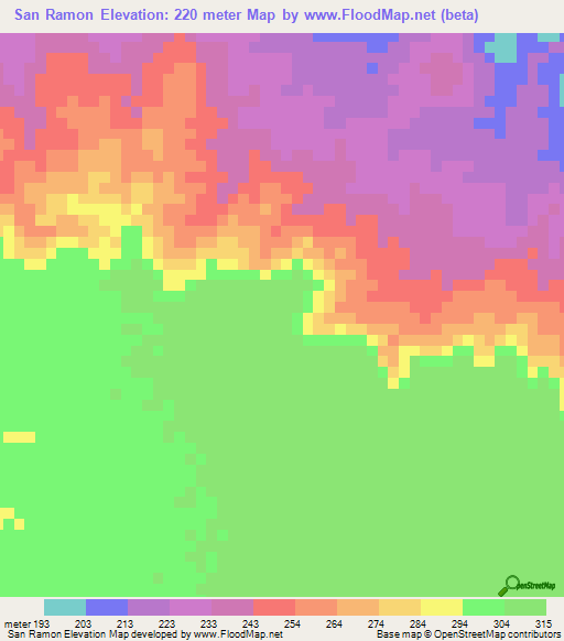 San Ramon,Venezuela Elevation Map