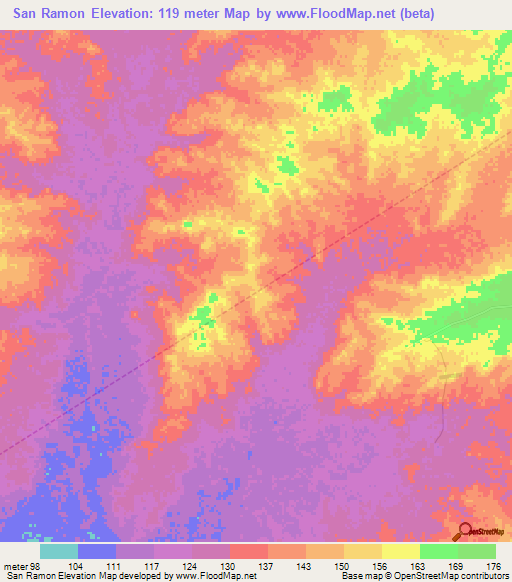 San Ramon,Venezuela Elevation Map