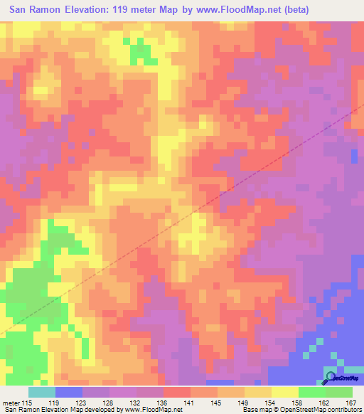 San Ramon,Venezuela Elevation Map