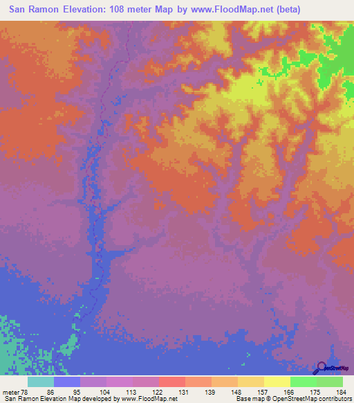 San Ramon,Venezuela Elevation Map