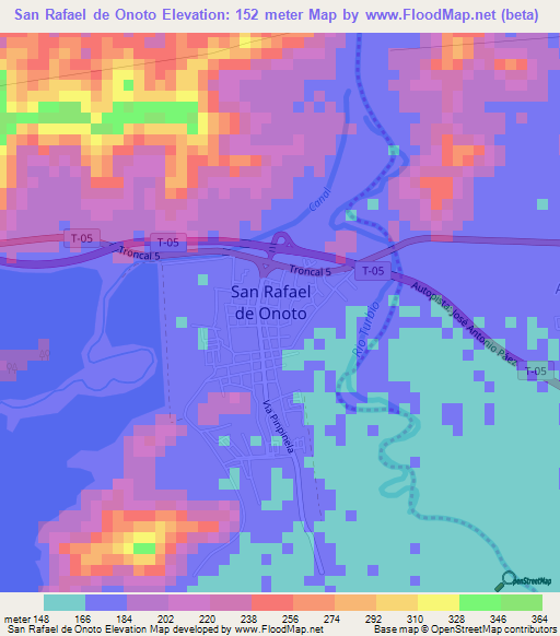 San Rafael de Onoto,Venezuela Elevation Map