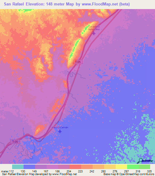 San Rafael,Venezuela Elevation Map