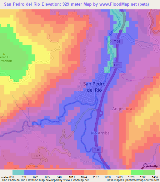 San Pedro del Rio,Venezuela Elevation Map