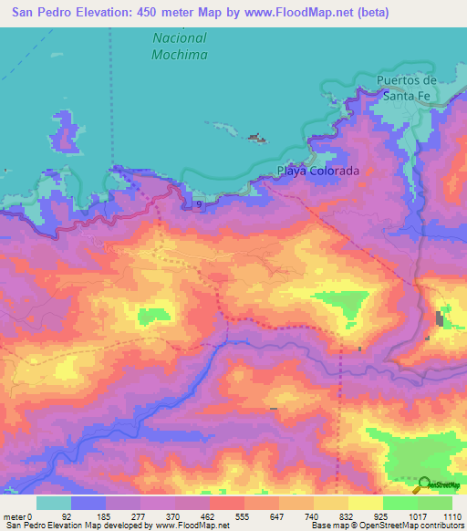 San Pedro,Venezuela Elevation Map