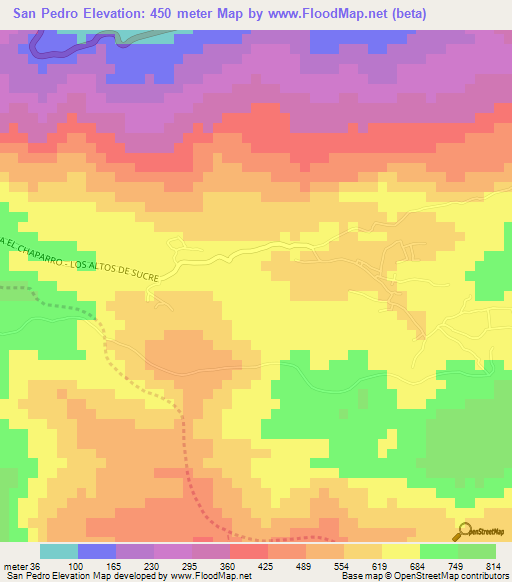 San Pedro,Venezuela Elevation Map