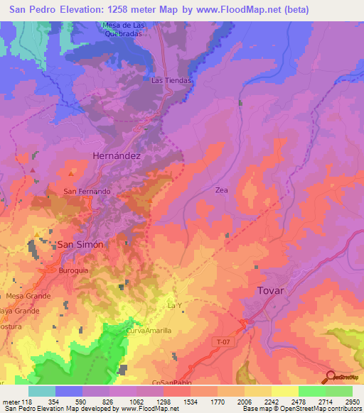 San Pedro,Venezuela Elevation Map