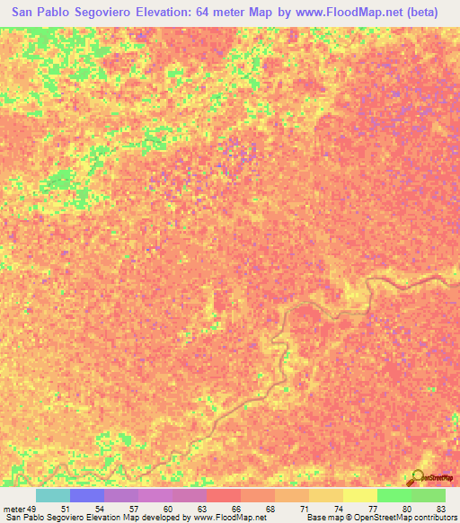 San Pablo Segoviero,Venezuela Elevation Map