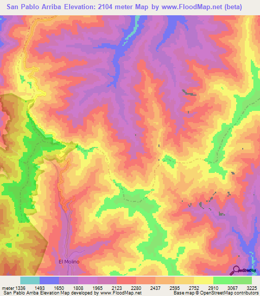 San Pablo Arriba,Venezuela Elevation Map