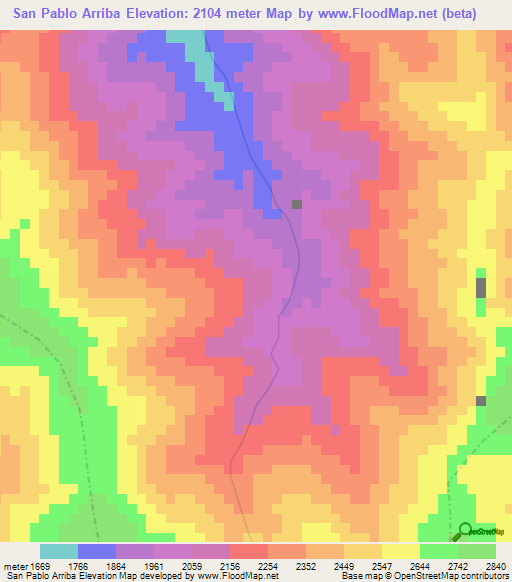 San Pablo Arriba,Venezuela Elevation Map