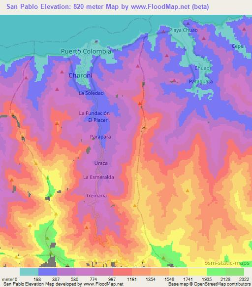 San Pablo,Venezuela Elevation Map