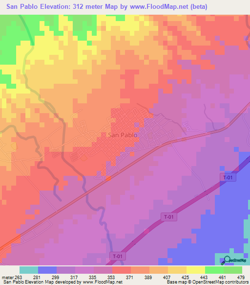San Pablo,Venezuela Elevation Map
