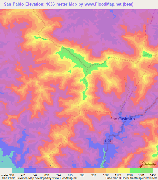 San Pablo,Venezuela Elevation Map