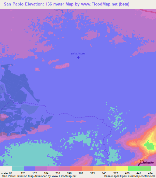 San Pablo,Venezuela Elevation Map