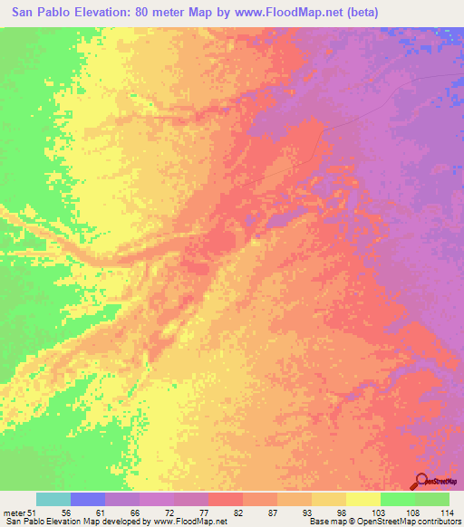 San Pablo,Venezuela Elevation Map