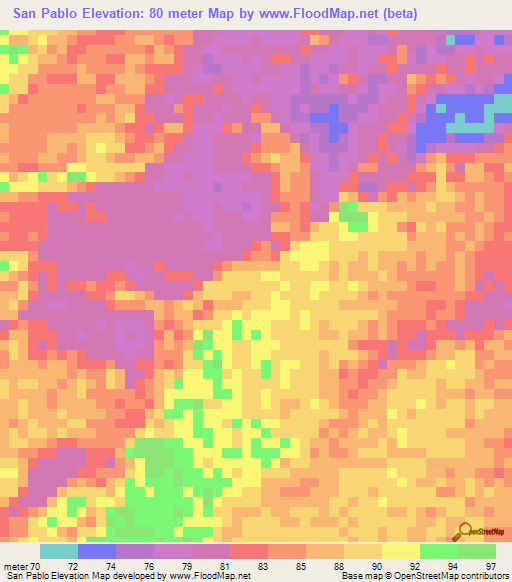 San Pablo,Venezuela Elevation Map