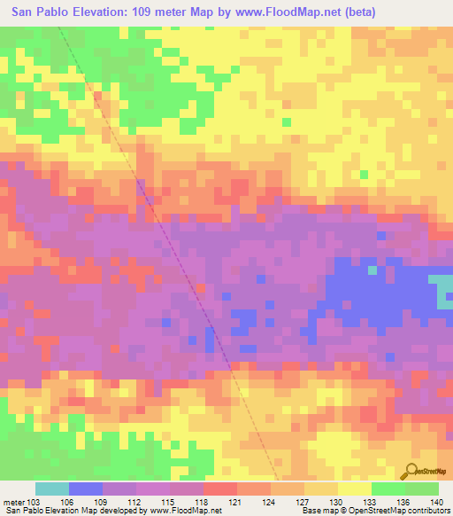 San Pablo,Venezuela Elevation Map