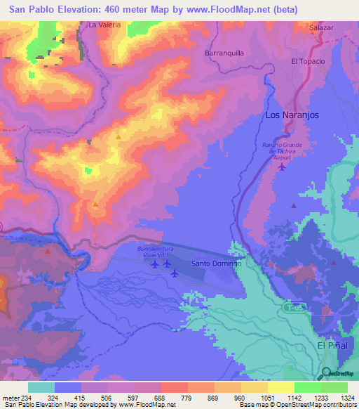 San Pablo,Venezuela Elevation Map