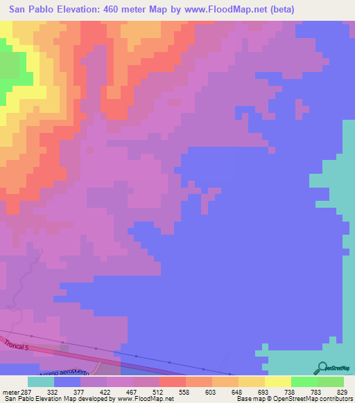 San Pablo,Venezuela Elevation Map