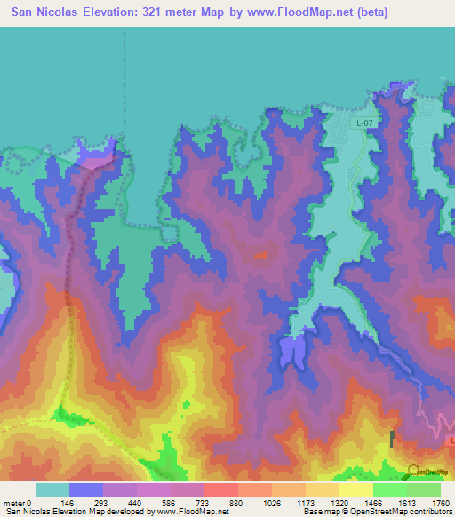 San Nicolas,Venezuela Elevation Map
