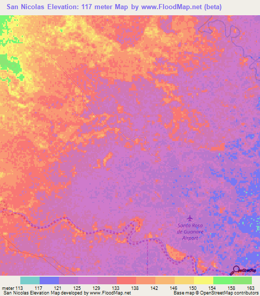 San Nicolas,Venezuela Elevation Map