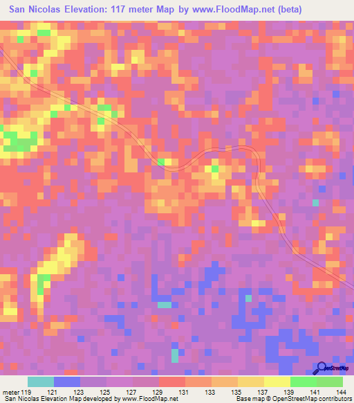 San Nicolas,Venezuela Elevation Map