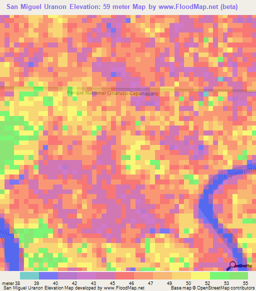 San Miguel Uranon,Venezuela Elevation Map