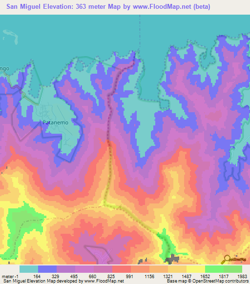 San Miguel,Venezuela Elevation Map