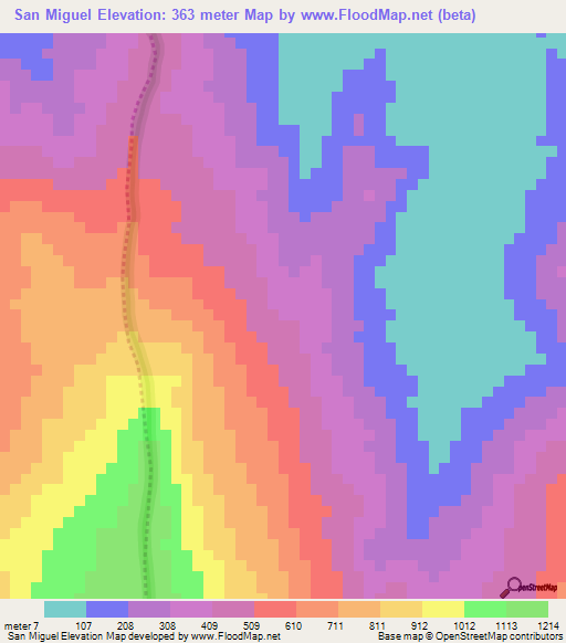 San Miguel,Venezuela Elevation Map