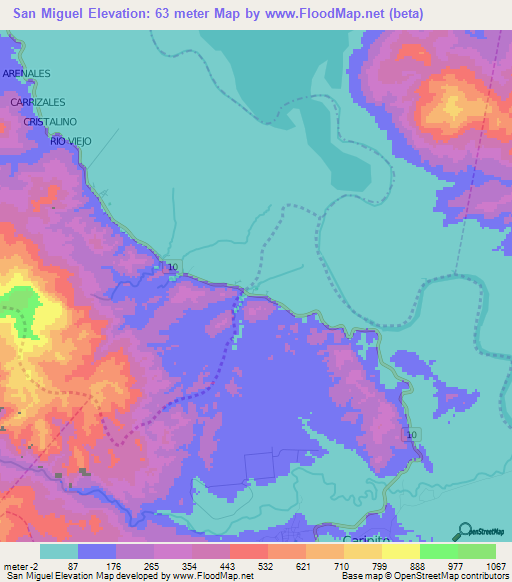 San Miguel,Venezuela Elevation Map