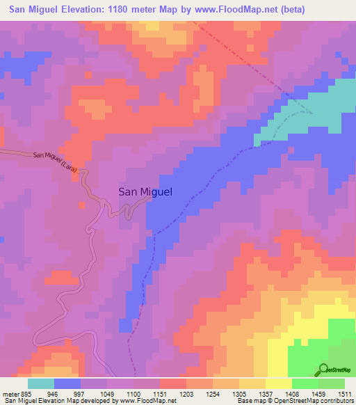 San Miguel,Venezuela Elevation Map