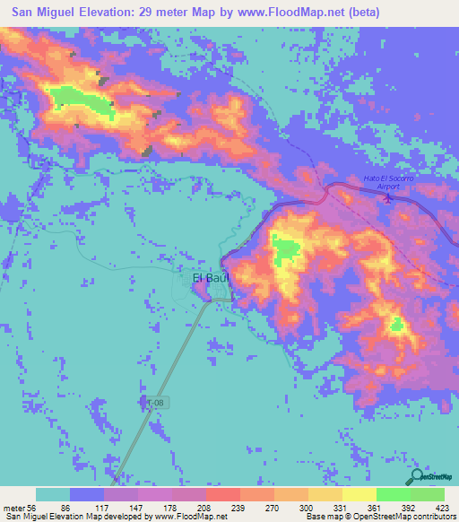 San Miguel,Venezuela Elevation Map