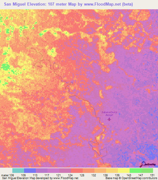 San Miguel,Venezuela Elevation Map