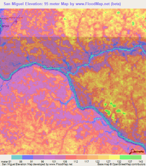San Miguel,Venezuela Elevation Map