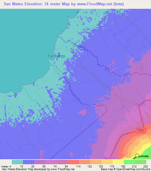San Mateo,Venezuela Elevation Map