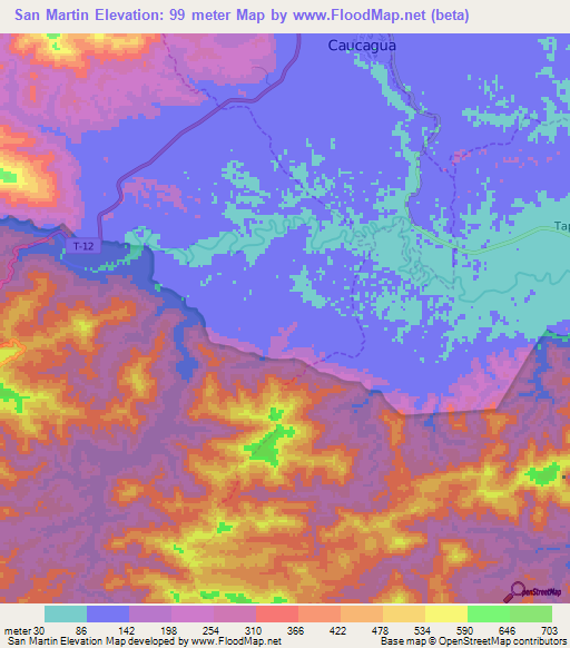 San Martin,Venezuela Elevation Map