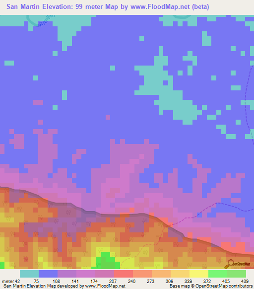 San Martin,Venezuela Elevation Map