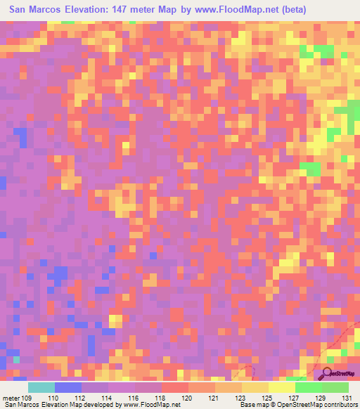 San Marcos,Venezuela Elevation Map