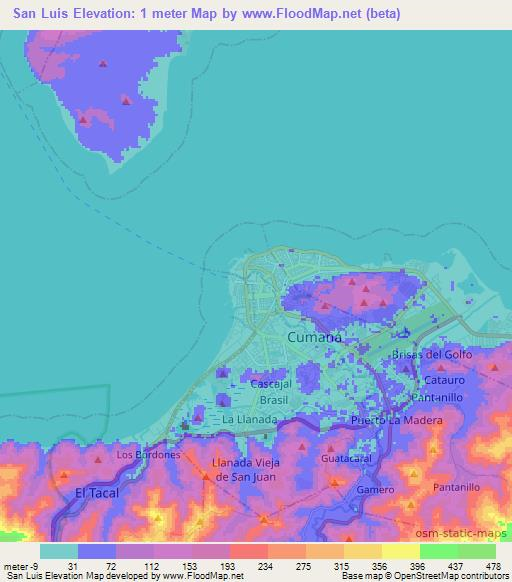 San Luis,Venezuela Elevation Map