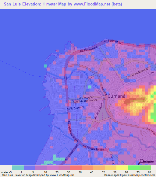 San Luis,Venezuela Elevation Map