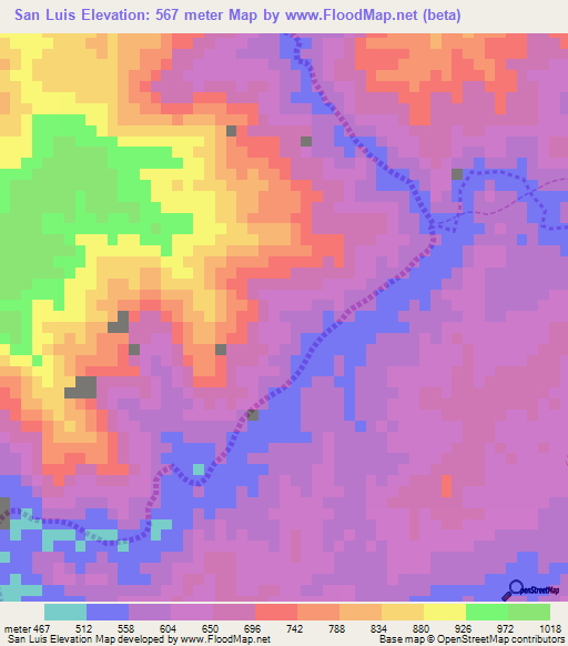 San Luis,Venezuela Elevation Map