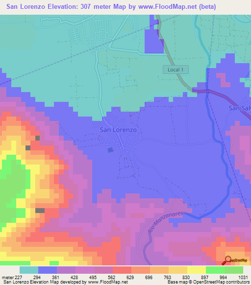 San Lorenzo,Venezuela Elevation Map