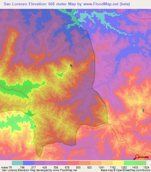 San Lorenzo,Venezuela Elevation Map