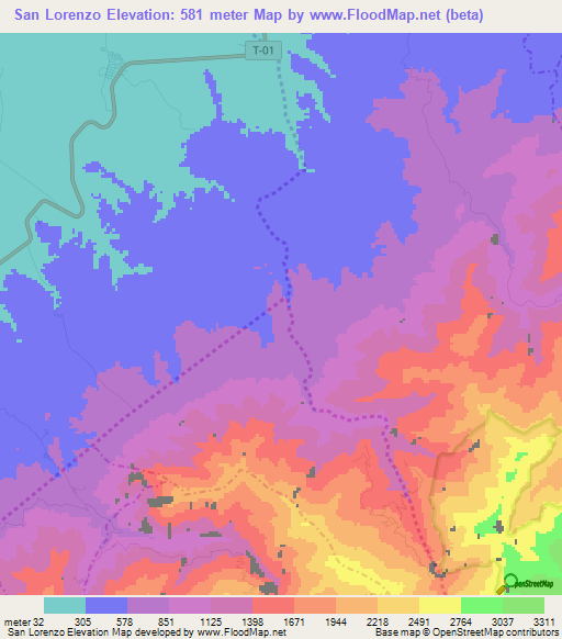 San Lorenzo,Venezuela Elevation Map
