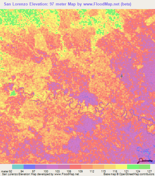 San Lorenzo,Venezuela Elevation Map