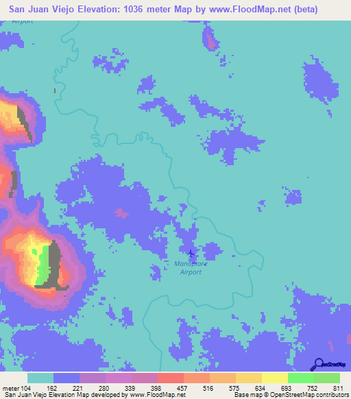 San Juan Viejo,Venezuela Elevation Map