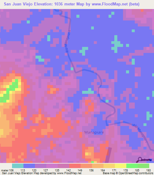 San Juan Viejo,Venezuela Elevation Map